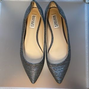 Badgley Mischka grey/silver pointed fabric flats 7